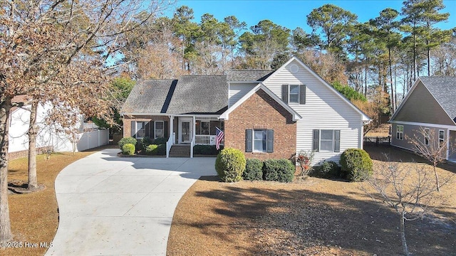 view of front of property with a porch