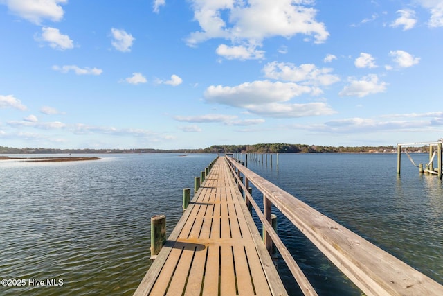 view of dock featuring a water view