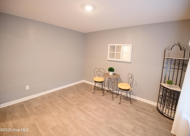 sitting room with light hardwood / wood-style floors