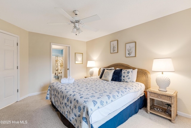 bedroom featuring carpet floors and ceiling fan