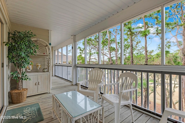 view of unfurnished sunroom