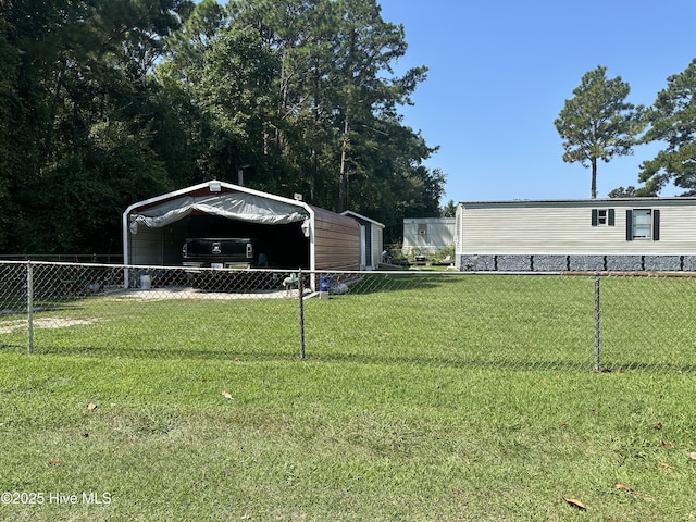 view of yard featuring a carport