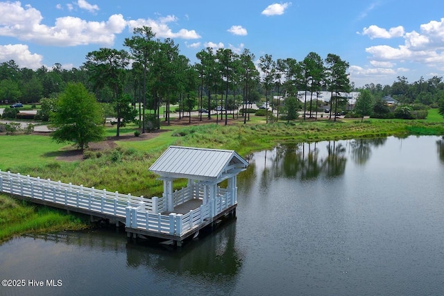 view of dock featuring a water view