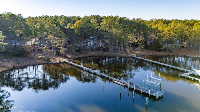 view of dock featuring a water view