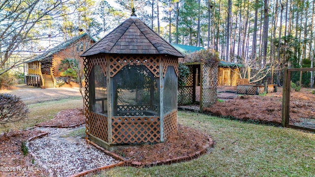 view of yard featuring a gazebo