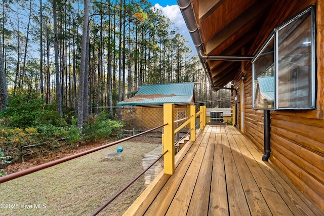 wooden terrace with central AC unit