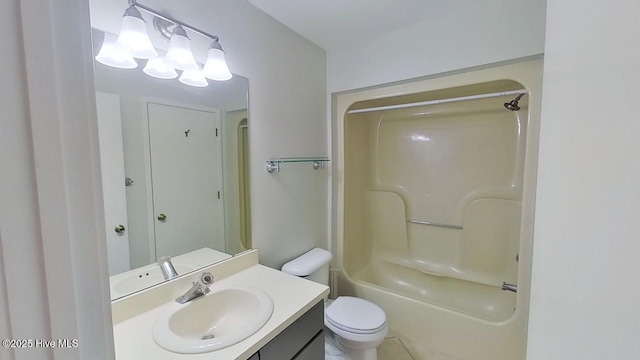 full bathroom featuring vanity, toilet, and tub / shower combination