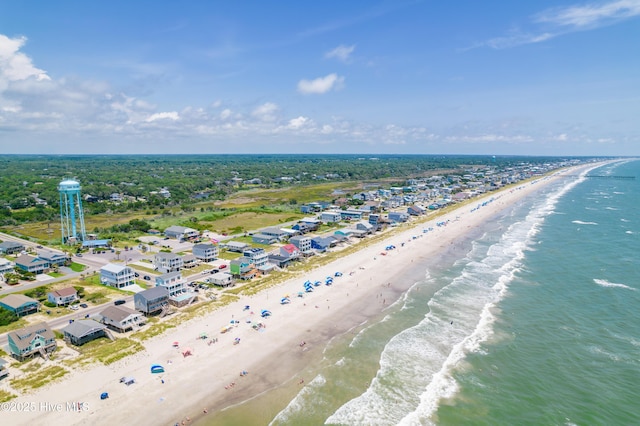 drone / aerial view with a view of the beach and a water view