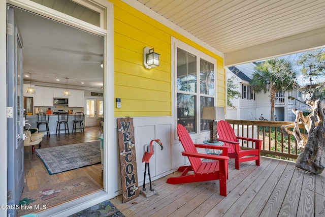 wooden deck with covered porch