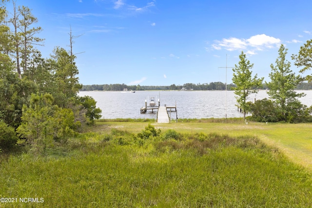 dock area featuring a water view