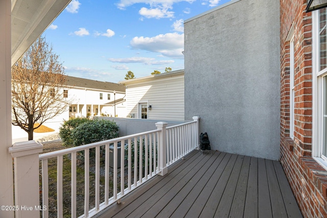 wooden deck featuring central AC