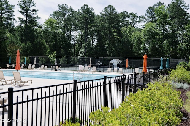 view of swimming pool with a patio