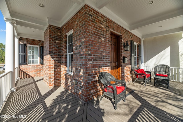 deck featuring a porch