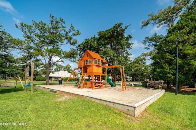 view of play area featuring a yard