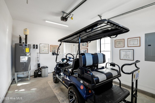 interior space featuring electric panel and water heater