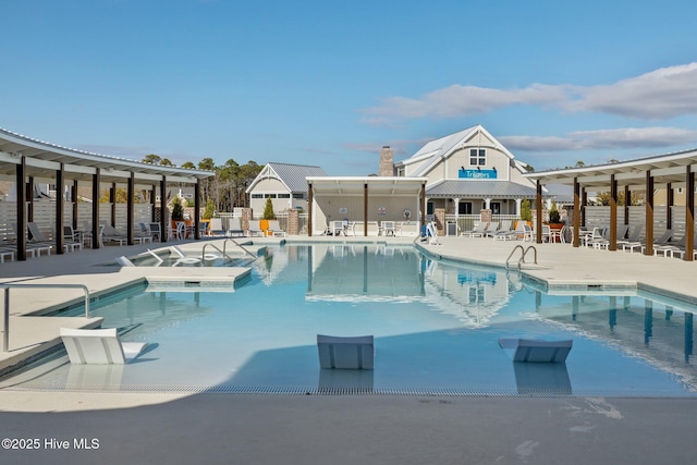 view of swimming pool featuring a patio