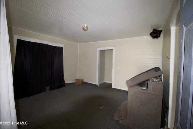 miscellaneous room with dark carpet