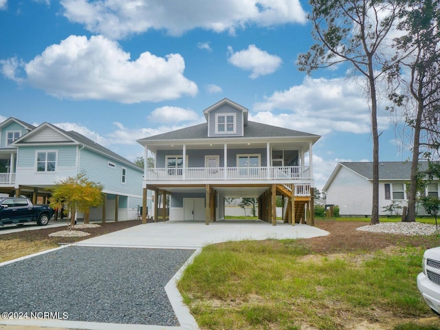 coastal home with covered porch