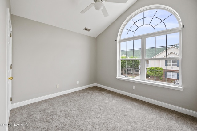 1422 Willoughby Park Ct Unit 5, Wilmington, NC 28412 - carpeted empty room featuring a ceiling fan, baseboards, and vaulted ceiling