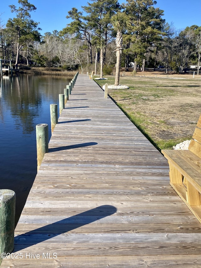 view of dock featuring a water view