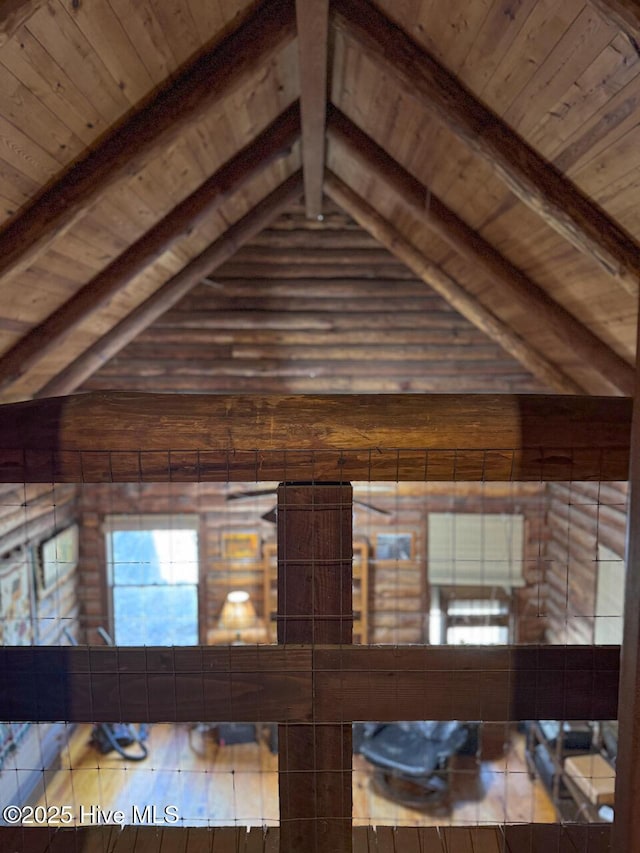 details featuring wood ceiling and beamed ceiling