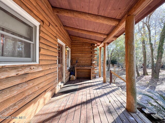 wooden deck with covered porch