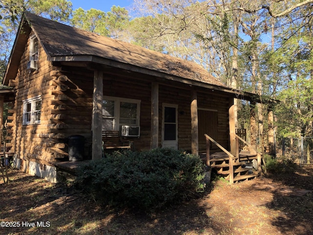 cabin with covered porch