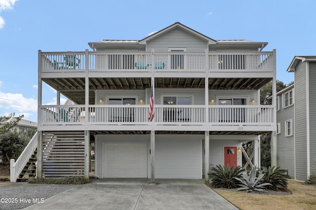 coastal home featuring a garage