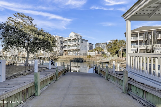 exterior space with a water view