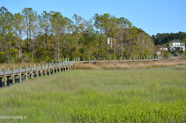 view of yard with a water view