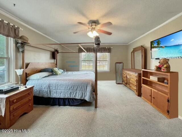 bedroom featuring ceiling fan and crown molding