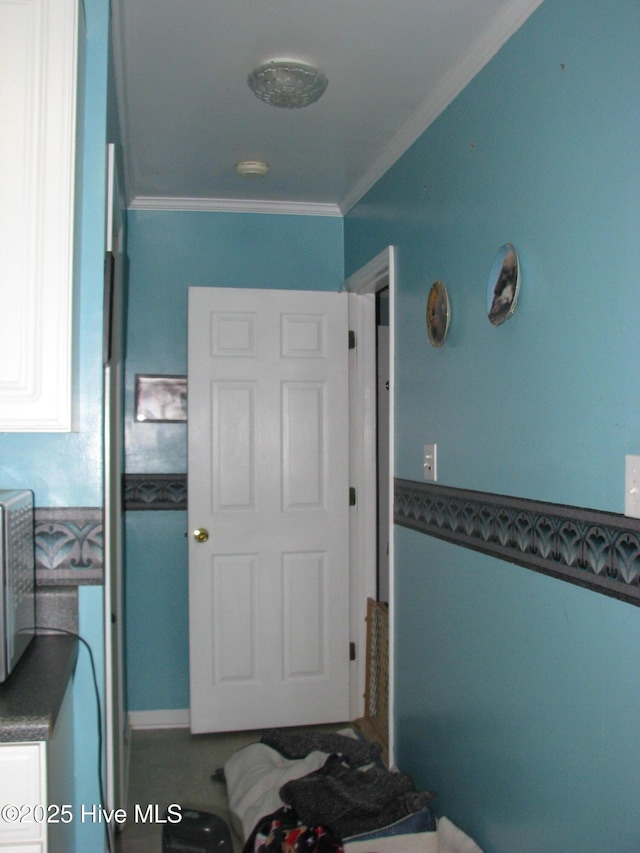 interior space featuring ornamental molding