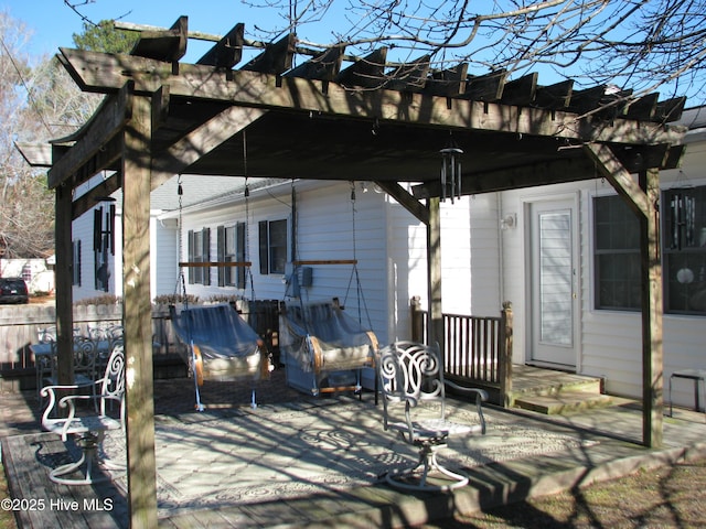 view of patio / terrace featuring a pergola