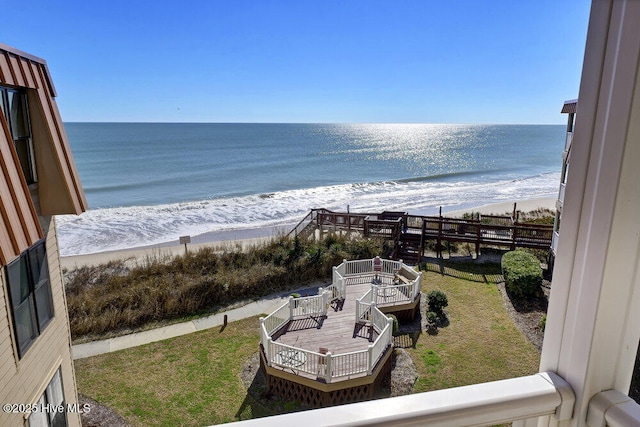 property view of water with a beach view