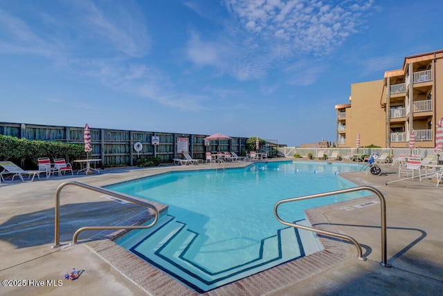 view of pool featuring a patio area