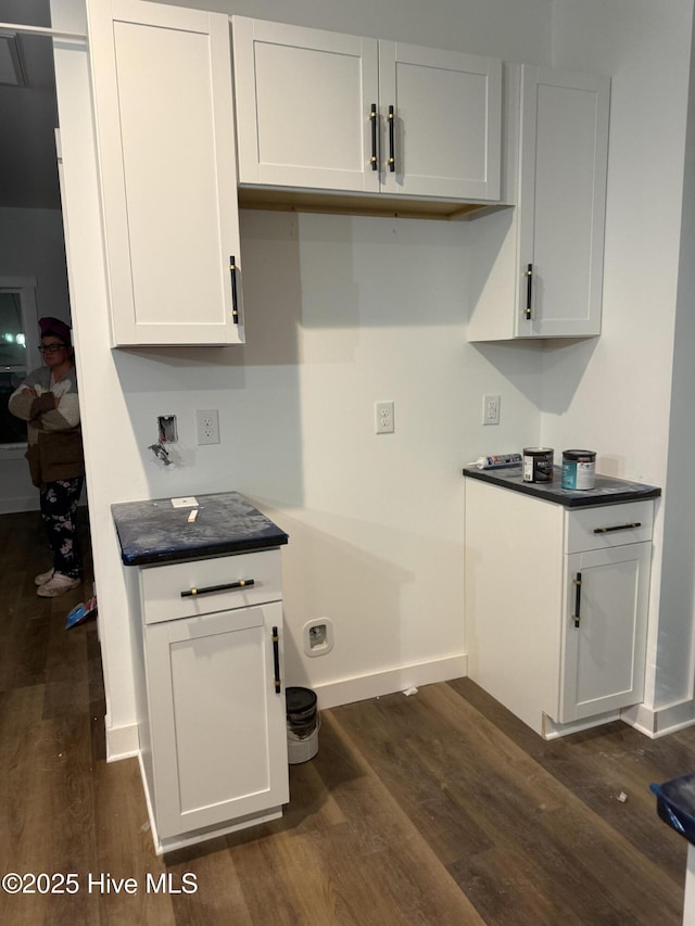 laundry room with dark hardwood / wood-style floors