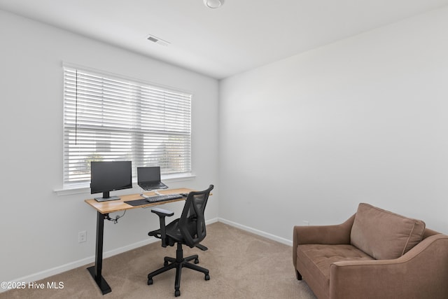 office featuring light colored carpet