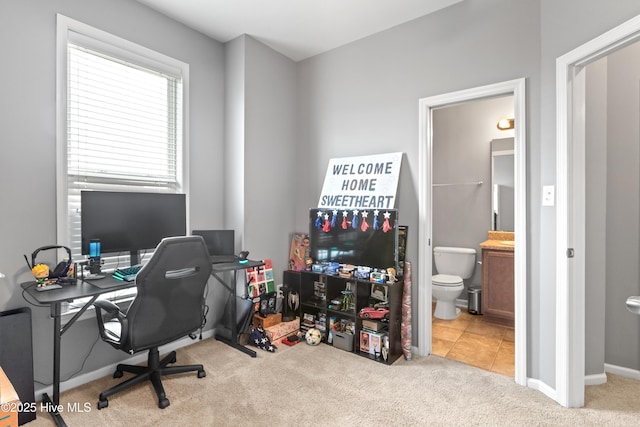 view of carpeted office space