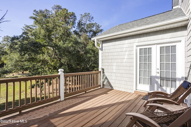 wooden deck with french doors