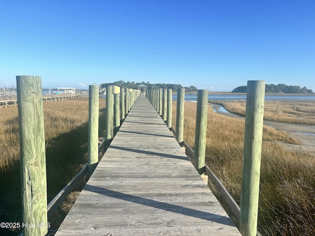 view of dock featuring a water view