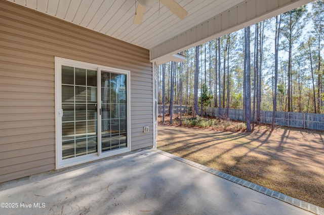 view of patio with ceiling fan