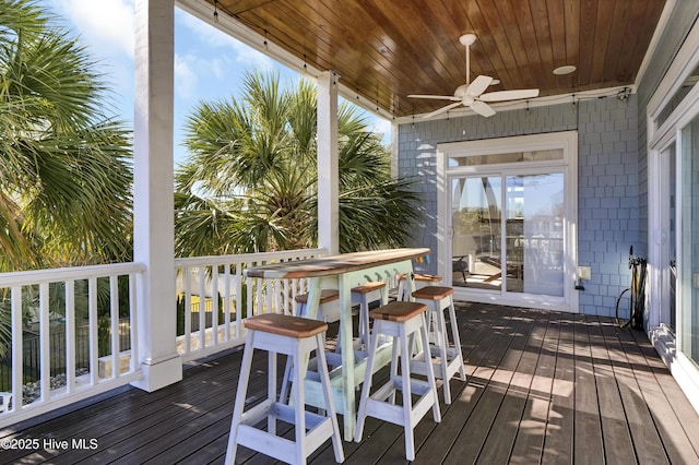 deck featuring ceiling fan