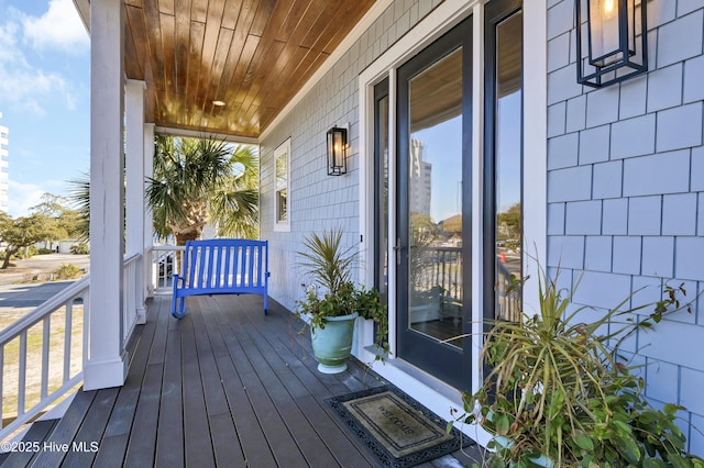 wooden deck with covered porch