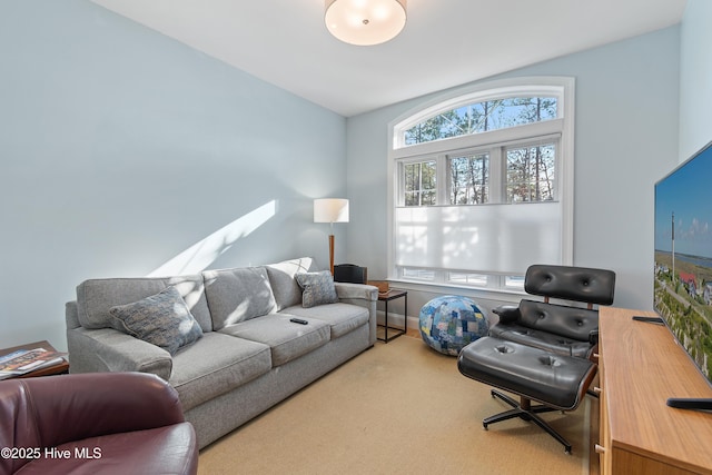 living room with carpet flooring