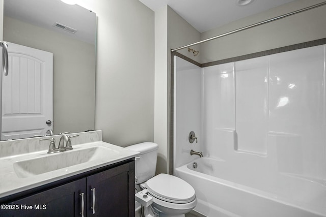 full bathroom featuring vanity, toilet, and shower / bath combination