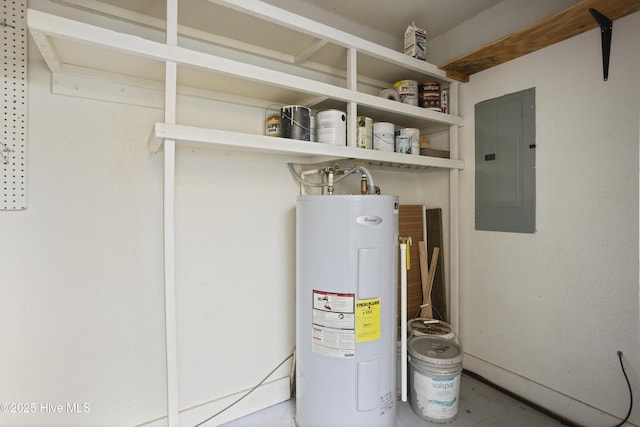 utilities with water heater and electric panel