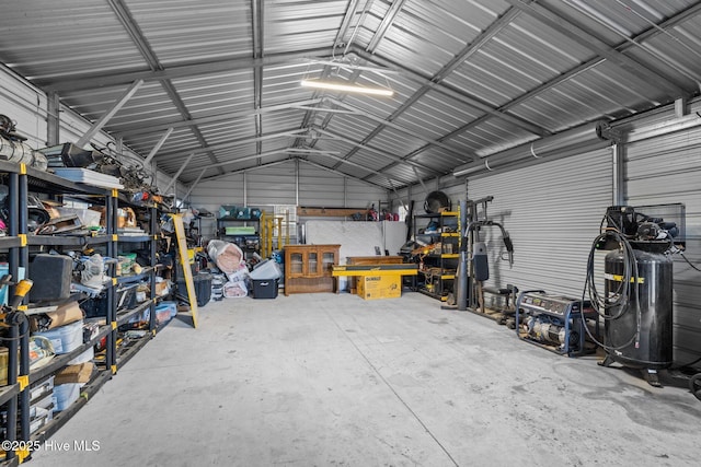 garage featuring a workshop area