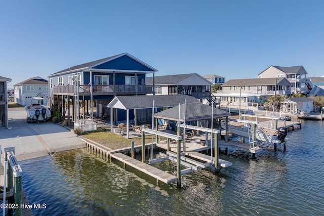 view of dock featuring a water view