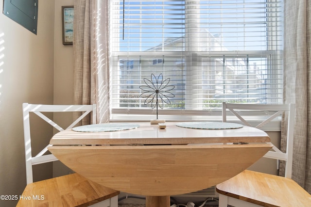 dining area featuring electric panel