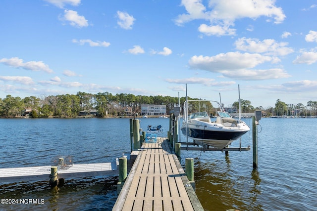 dock area featuring a water view